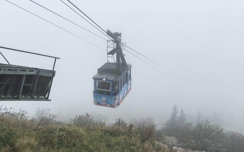Ještěd je ve výšce 1012 metrů n.m – změna počasí je tu rychlá.