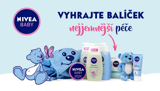 Právě soutěžíme o balíčky péče pro ty nejmenší. Odpovězte na otázku a vyhrajte ho vy! Zdroj: Nivea.cz.